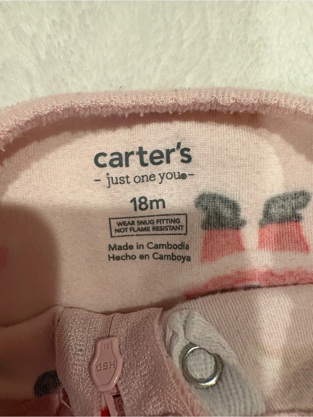 Carter's Pink Infant Footed Christmas Soft Fleece  Pajama Set 18 mos